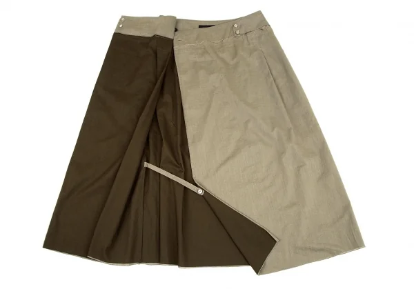 ギャルリーヴィーGALERIE VIE コットンウエスト断ち切りラップスカート カーキ1 K-105701_010