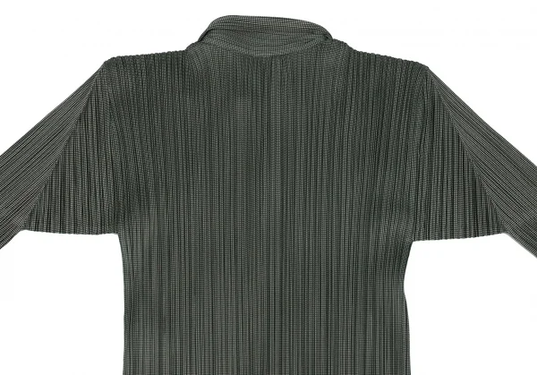 プリーツプリーズPLEATS PLEASE プリーツパピートゥースプリントロングシャツ 緑4 K-105755_012