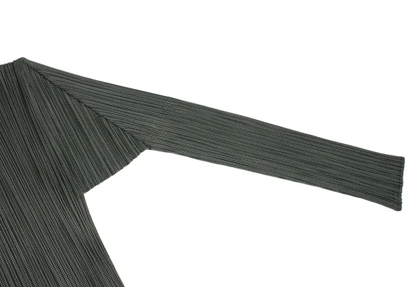 プリーツプリーズPLEATS PLEASE プリーツパピートゥースプリントロングシャツ 緑4 K-105755_006