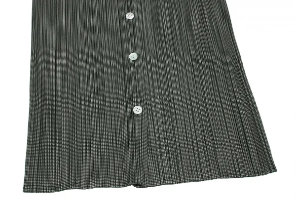 プリーツプリーズPLEATS PLEASE プリーツパピートゥースプリントロングシャツ 緑4 K-105755_008