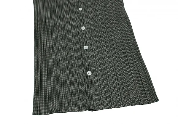 プリーツプリーズPLEATS PLEASE プリーツパピートゥースプリントロングシャツ 緑4 K-105755_009