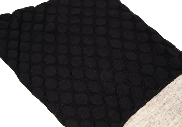 ジャンポールゴルチエ マイユファムJean Paul GAULTIER MAILLE FEMME グリッターフロッキープリントランダムジャガードニットマフラー 黒ベージュ K-105767_003