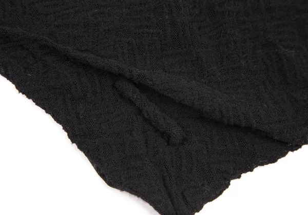 ジャンポールゴルチエ マイユファムJean Paul GAULTIER MAILLE FEMME グリッターフロッキープリントランダムジャガードニットマフラー 黒ベージュ K-105767_008