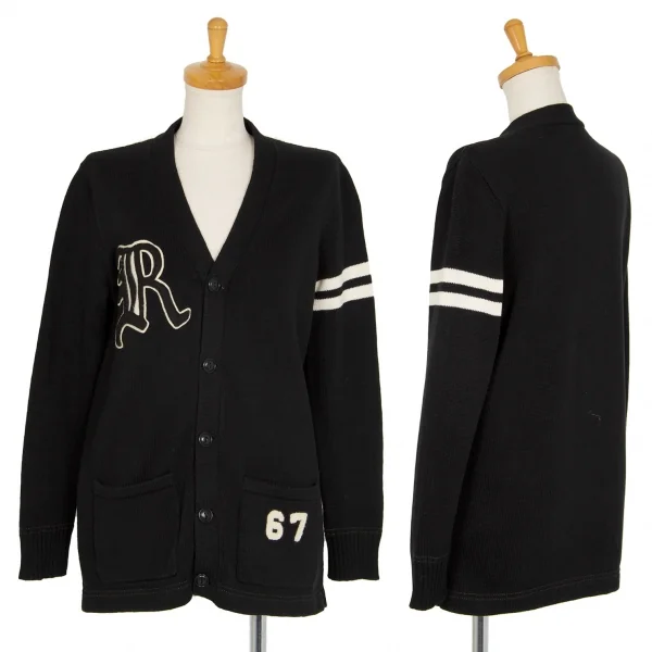ポロラルフローレンPOLO RALPH LAUREN コットンワッペンレタードニットカーディガン 黒XS K-105771_001