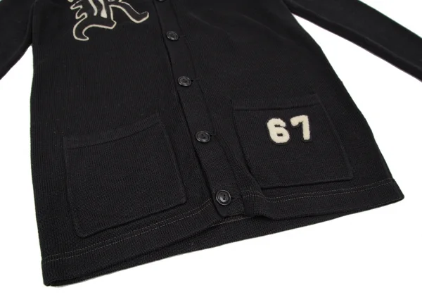 ポロラルフローレンPOLO RALPH LAUREN コットンワッペンレタードニットカーディガン 黒XS K-105771_010