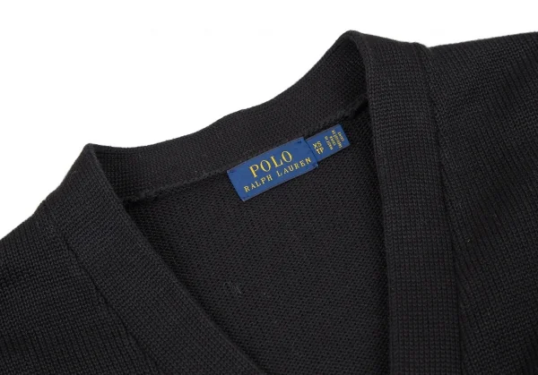 ポロラルフローレンPOLO RALPH LAUREN コットンワッペンレタードニットカーディガン 黒XS K-105771_004