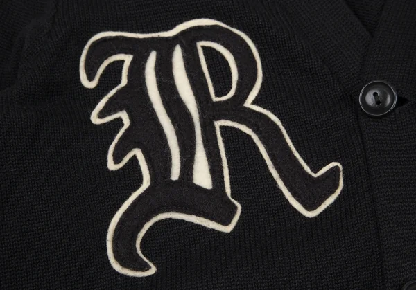 ポロラルフローレンPOLO RALPH LAUREN コットンワッペンレタードニットカーディガン 黒XS K-105771_006