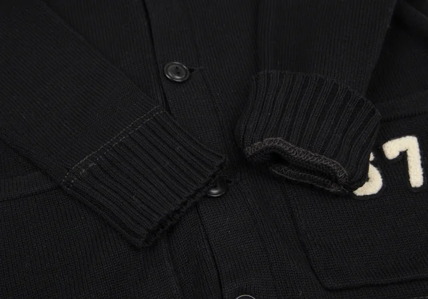ポロラルフローレンPOLO RALPH LAUREN コットンワッペンレタードニットカーディガン 黒XS K-105771_009