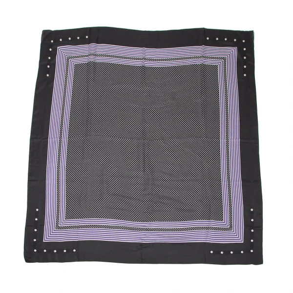 サカイsacai シルクハトメドットストライプスカーフ 黒白 K-105779_001