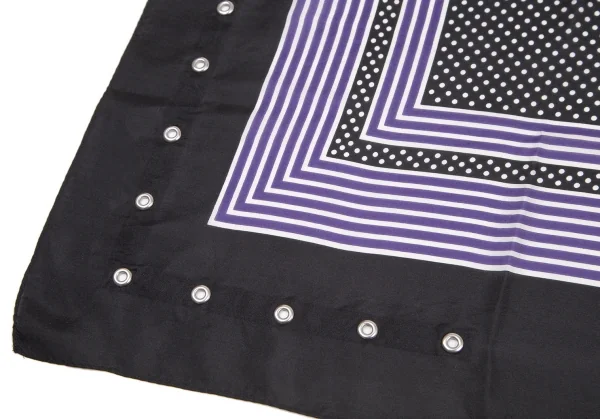 サカイsacai シルクハトメドットストライプスカーフ 黒白 K-105779_002