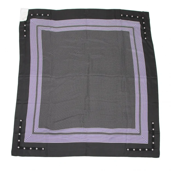 サカイsacai シルクハトメドットストライプスカーフ 黒白 K-105779_003