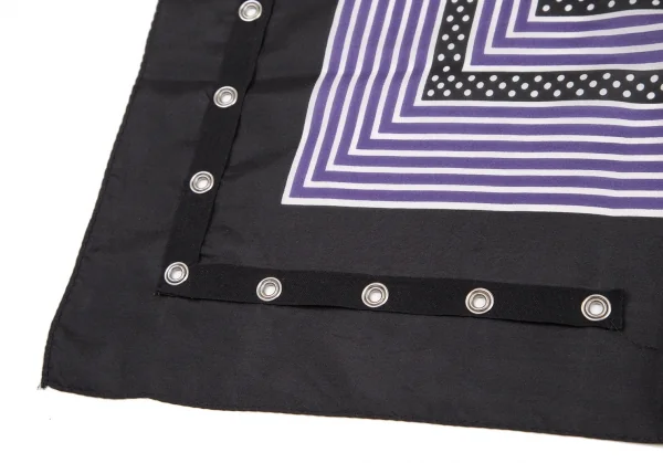 サカイsacai シルクハトメドットストライプスカーフ 黒白 K-105779_004