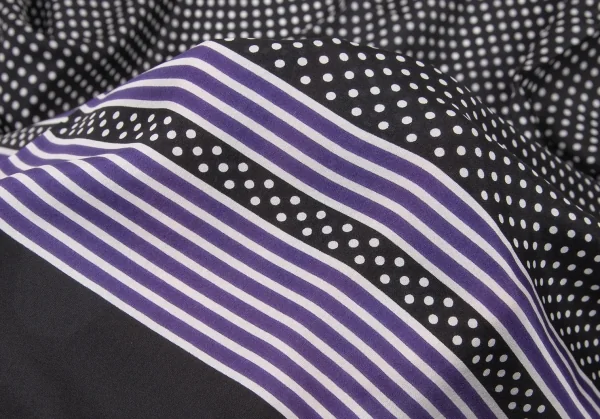 サカイsacai シルクハトメドットストライプスカーフ 黒白 K-105779_005