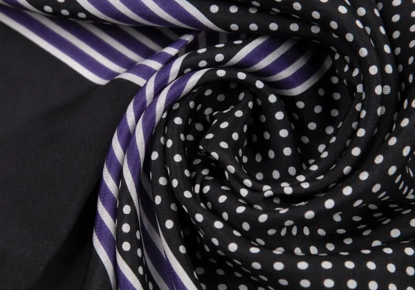 サカイsacai シルクハトメドットストライプスカーフ 黒白 K-105779_006