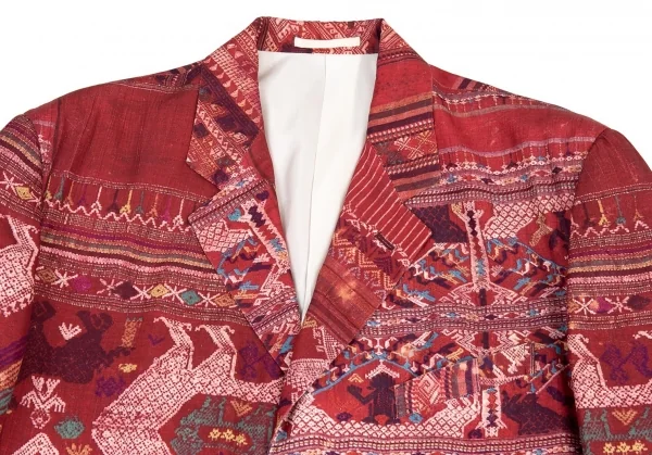 コムデギャルソン オムプリュスCOMME des GARCONS HOMME PLUS エスニックプリントテーラードジャケット 赤他M K-105781_002
