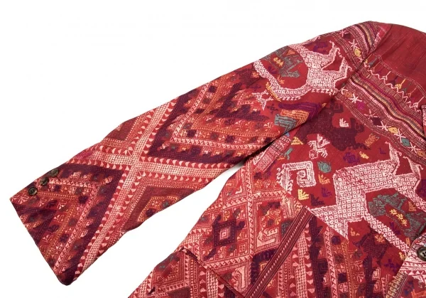 コムデギャルソン オムプリュスCOMME des GARCONS HOMME PLUS エスニックプリントテーラードジャケット 赤他M K-105781_006