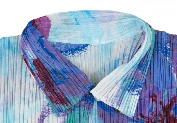 プリーツプリーズPLEATS PLEASE プリーツフローラルグラフィックプリント半袖スキッパーシャツ マルチ3 K-105787_004