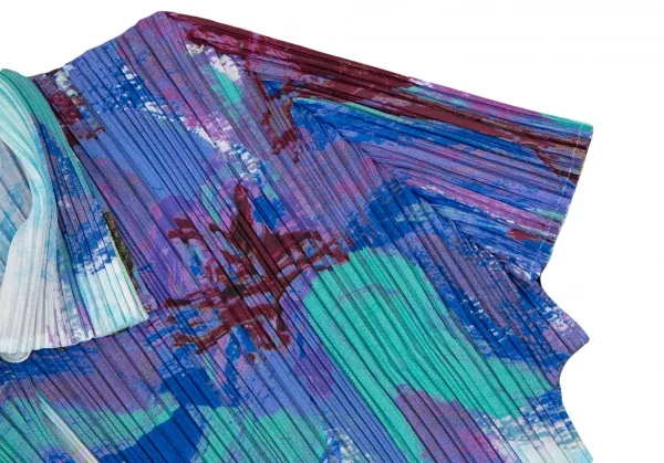 プリーツプリーズPLEATS PLEASE プリーツフローラルグラフィックプリント半袖スキッパーシャツ マルチ3 K-105787_007