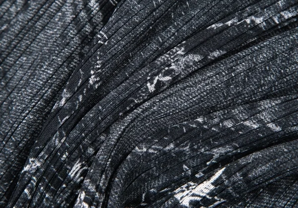 プリーツプリーズPLEATS PLEASE プリーツデニムポケット転写プリントスカート 墨黒2 K-105802_012