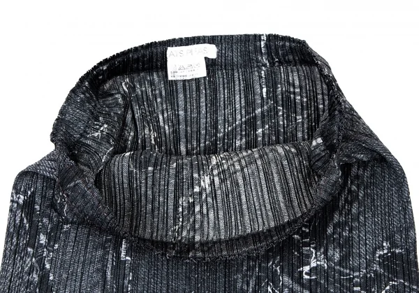 プリーツプリーズPLEATS PLEASE プリーツデニムポケット転写プリントスカート 墨黒2 K-105802_004