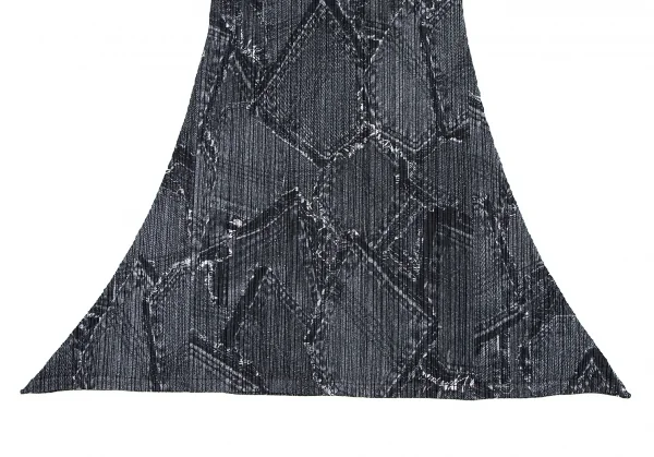 プリーツプリーズPLEATS PLEASE プリーツデニムポケット転写プリントスカート 墨黒2 K-105802_005