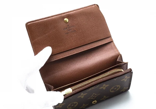 ルイヴィトンLouis Vuitton モノグラム三つ折りウォレット 財布 茶F K-105833_006