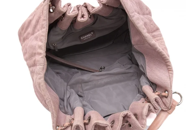 シャネルCHANEL ココマークキルティングレザー切替ハンドバッグ F ピンク K-105834_011