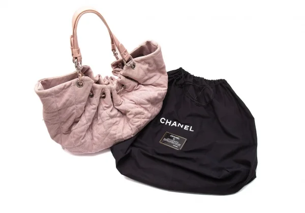 シャネルCHANEL ココマークキルティングレザー切替ハンドバッグ F ピンク K-105834_018