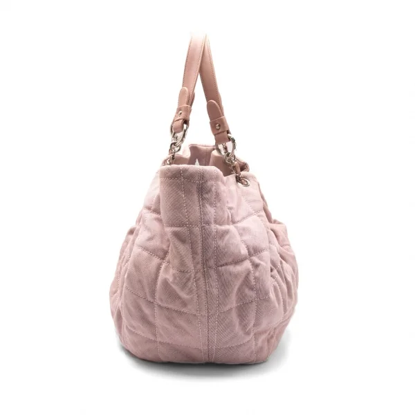 シャネルCHANEL ココマークキルティングレザー切替ハンドバッグ F ピンク K-105834_004