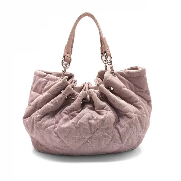 シャネルCHANEL ココマークキルティングレザー切替ハンドバッグ F ピンク K-105834_005