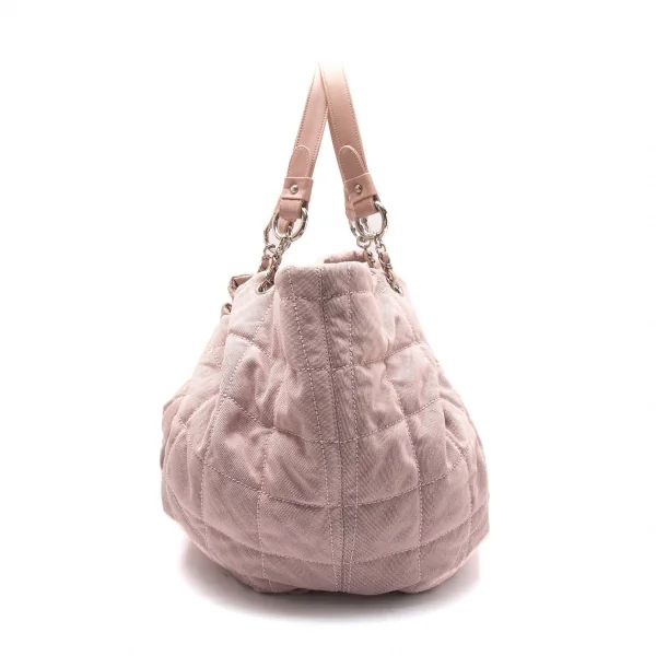 シャネルCHANEL ココマークキルティングレザー切替ハンドバッグ F ピンク K-105834_006