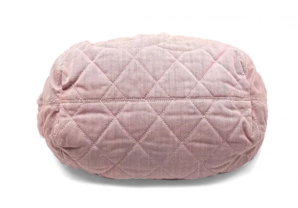 シャネルCHANEL ココマークキルティングレザー切替ハンドバッグ F ピンク K-105834_007