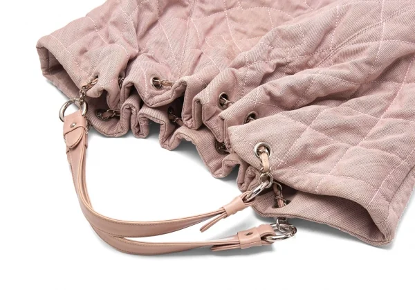 シャネルCHANEL ココマークキルティングレザー切替ハンドバッグ F ピンク K-105834_009