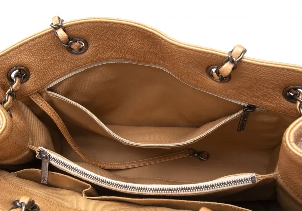 シャネルCHANEL キャビアスキンチェーンバッグ F ベージュ K-105835_010