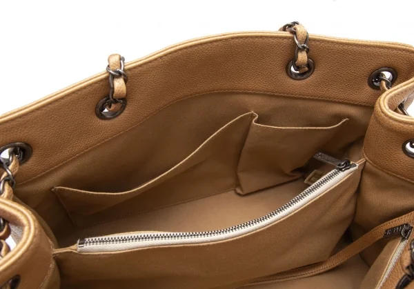 シャネルCHANEL キャビアスキンチェーンバッグ F ベージュ K-105835_011