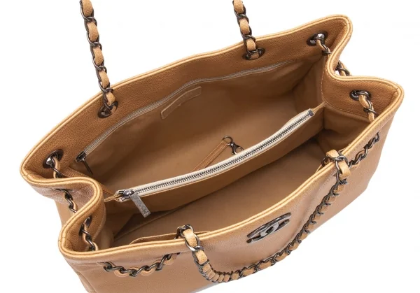 シャネルCHANEL キャビアスキンチェーンバッグ F ベージュ K-105835_009