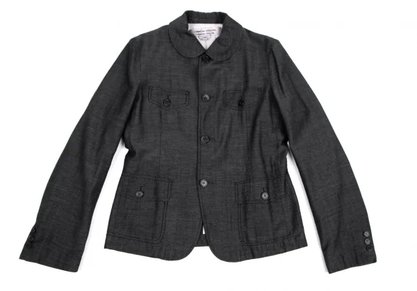 コムコム コムデギャルソンCOMME des GARCONSフラップポケットステッチラウンドカラージャケット グレーM K-105848_002