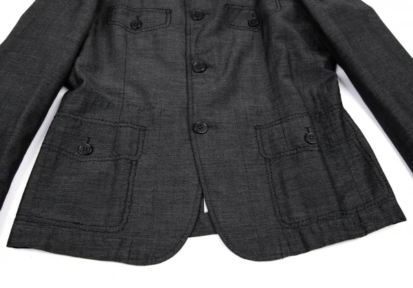 コムコム コムデギャルソンCOMME des GARCONSフラップポケットステッチラウンドカラージャケット グレーM K-105848_008