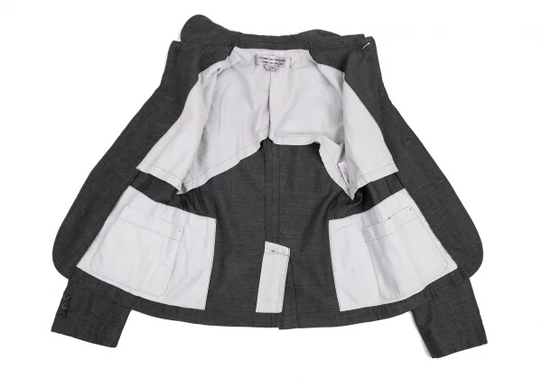 コムコム コムデギャルソンCOMME des GARCONSフラップポケットステッチラウンドカラージャケット グレーM K-105848_010