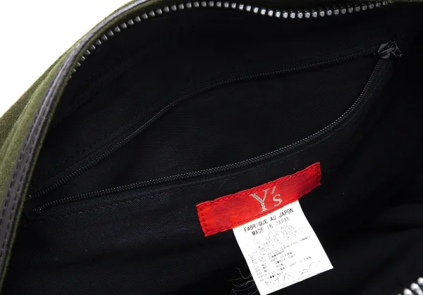 ワイズY's レザーパイピングメルトンウールショルダーバッグ 緑 K-105863_011