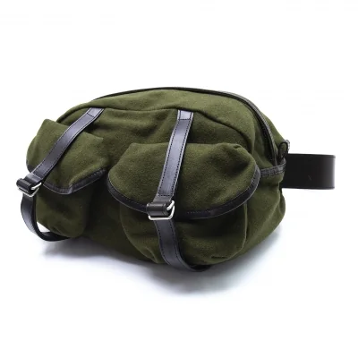 ワイズY's レザーパイピングメルトンウールショルダーバッグ