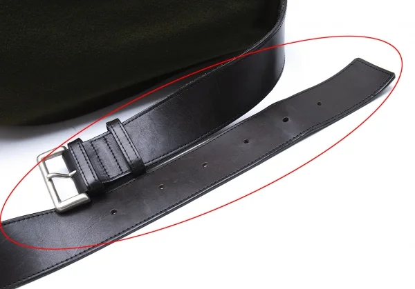 ワイズY's レザーパイピングメルトンウールショルダーバッグ 緑 K-105863_006