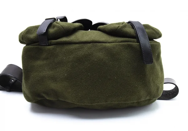 ワイズY's レザーパイピングメルトンウールショルダーバッグ 緑 K-105863_008