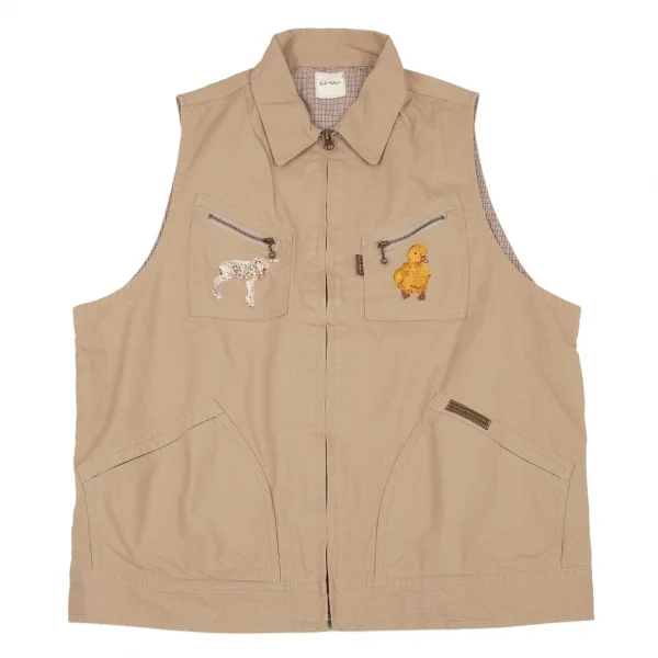 Karl Helmut Embroidery Full Zip Vest Beige M K-105868_001