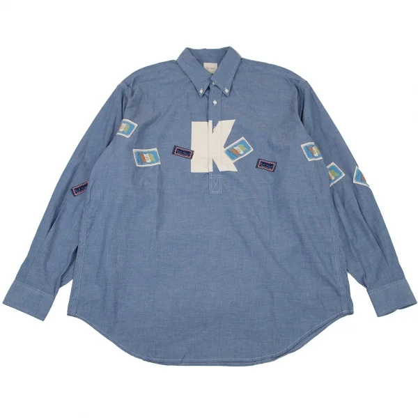 カールヘルムKarl Helmut フラッグパッチプルオーバーシャンブレーシャツ 青M K-105872_001