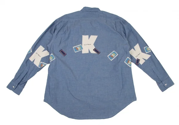 カールヘルムKarl Helmut フラッグパッチプルオーバーシャンブレーシャツ 青M K-105872_011