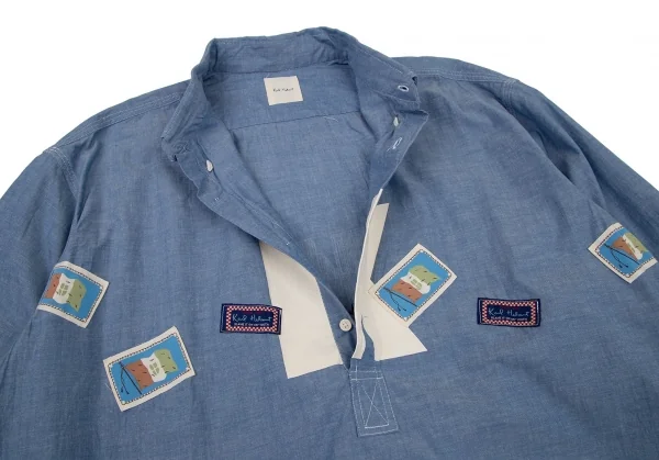 カールヘルムKarl Helmut フラッグパッチプルオーバーシャンブレーシャツ 青M K-105872_006