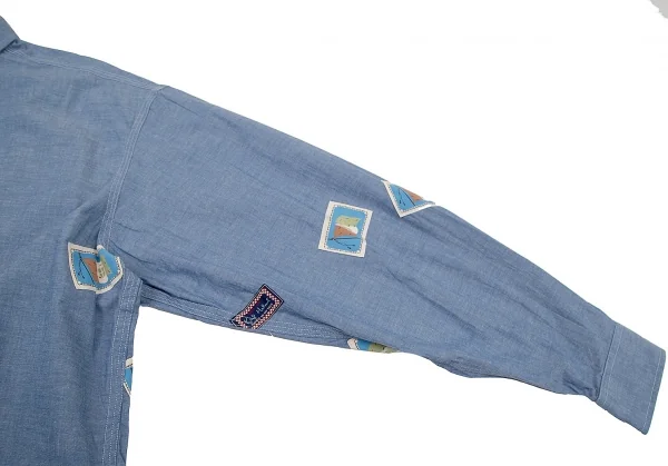 カールヘルムKarl Helmut フラッグパッチプルオーバーシャンブレーシャツ 青M K-105872_007