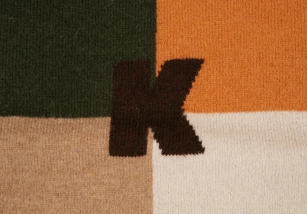 カールヘルムKarl Helmut フロントパネルカラー切替イニシャルニットセーター ベージュ茶他M位 K-105882_006