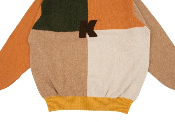 カールヘルムKarl Helmut フロントパネルカラー切替イニシャルニットセーター ベージュ茶他M位 K-105882_007